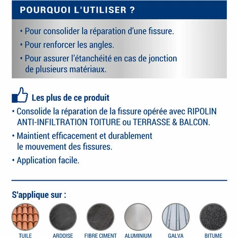 Bande Fibrée Anti-Infiltration - 10m X 9cm - Ripolin â Image 3