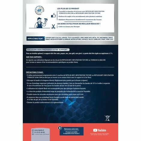 Bande Fibrée Anti-Infiltration - 10m X 9cm - Ripolin â Image 5