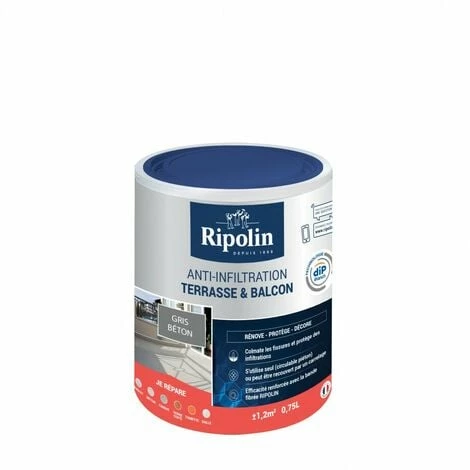 RIPOLIN Revêtement D'étanchéité Sol Extérieur, RIPOLIN Terrasse Et Balcon Gris 0,75 L â Image 5