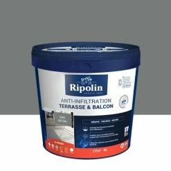 RIPOLIN Revêtement D'étanchéité Sol Extérieur, RIPOLIN Terrasse Et Balcon Gris 5 L
