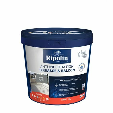 RIPOLIN Revêtement D'étanchéité Sol Extérieur, RIPOLIN Terrasse Et Balcon Gris 5 L â Image 5