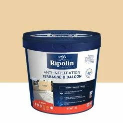 RIPOLIN Revêtement D'étanchéité Sol Extérieur, RIPOLIN Terrasse Et Balcon Sable 5 L