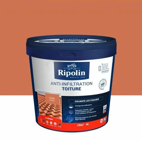 RIPOLIN Revêtement D'étanchéité Toiture, RIPOLIN Anti-infiltration Terre Cuite 4 L