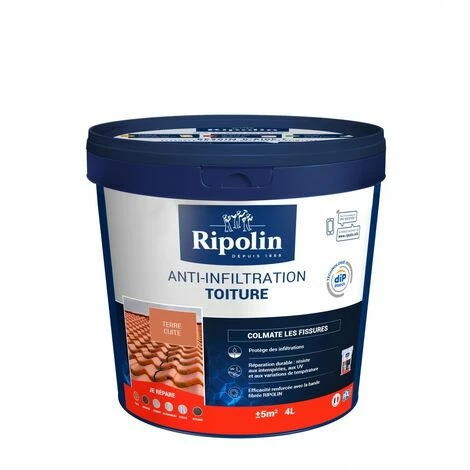 RIPOLIN Revêtement D'étanchéité Toiture, RIPOLIN Anti-infiltration Terre Cuite 4 L â Image 5