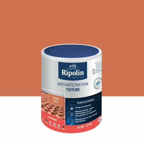 RIPOLIN Revêtement D'étanchéité Toiture, RIPOLIN Anti-infiltration Terre Cuite 0,75 L