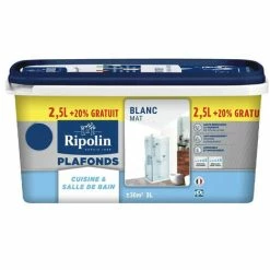 Peinture Acrylique RIPOLIN Plafonds Cuisine & Salle De Bain Blanc Mat 3 L - Blanc