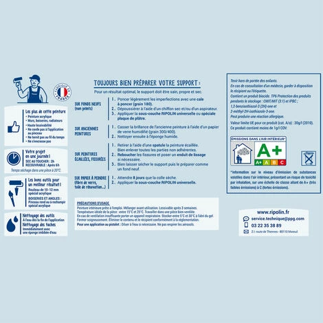 Peinture Murale Spéciale Cuisine Et Bain - Satin - 0,5L - Blanc - Ripolin - Blanc â Image 3