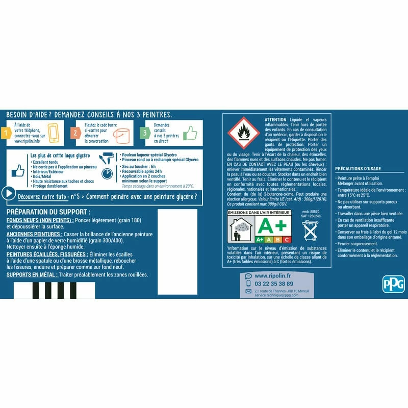Laque Glycéro Intérieur Et Extérieur, Brillant Ripolin â Image 3