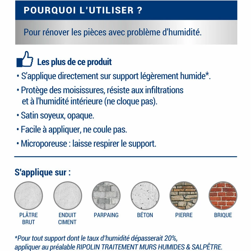 Peinture Anti-Humidité, Satin, Ripolin â Image 3