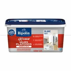Peinture Blanc Mat - Murs Et Plafonds Tachés Et Salis - 2,5L - Ripolin - Blanc