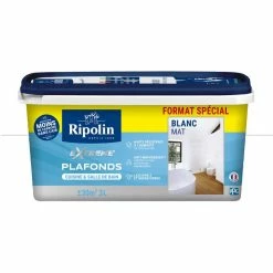 Peinture Blanc Mat - Plafonds - Pièces Humides - 3L - Ripolin - Blanc