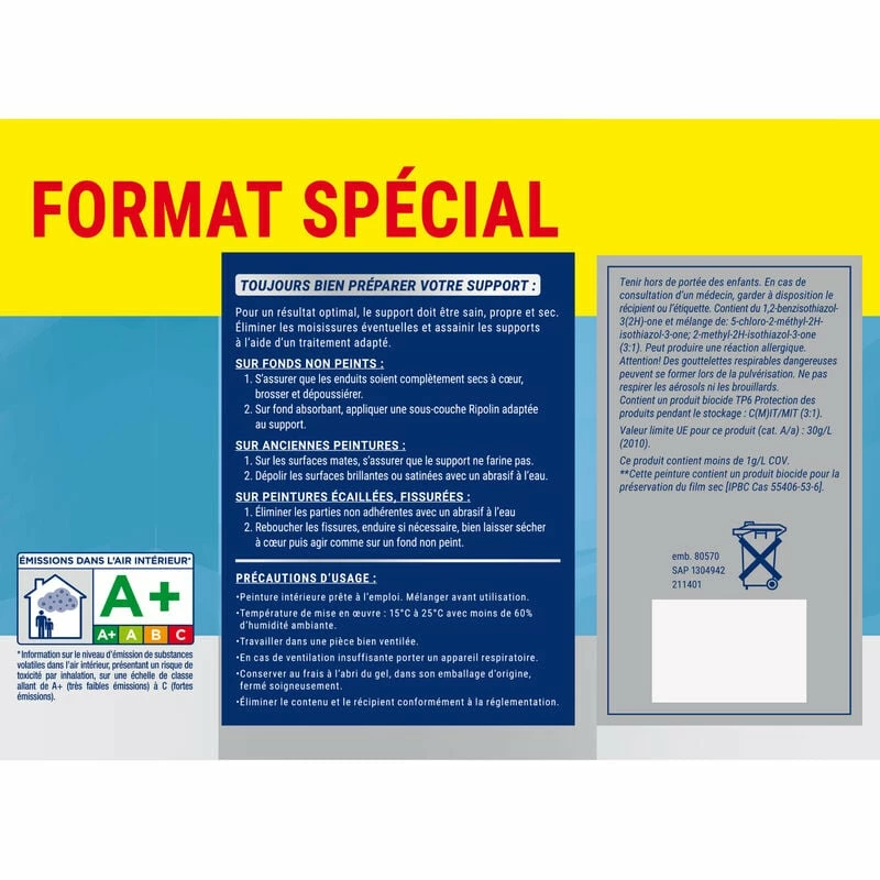 Peinture Blanc Mat - Plafonds - Pièces Humides - 3L - Ripolin - Blanc â Image 2