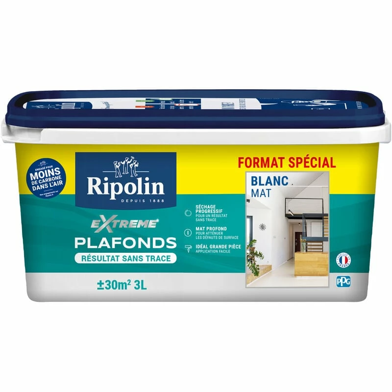 Peinture Blanc Mat - Résultat Sans Trace - 3L - Ripolin - Blanc