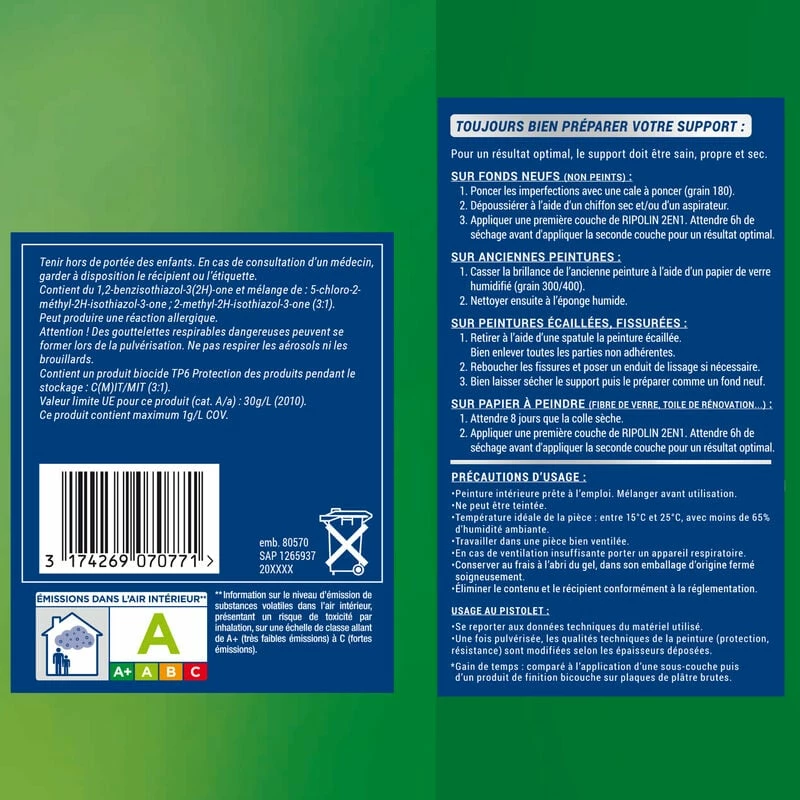 Peinture Blanche Pour Murs Et Plafonds Avec Sous-Couche Intégrée, Satin Ripolin â Image 3