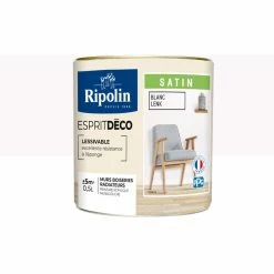 Peinture Murale Toutes Pièces - Satin - 0,5L - Blanc Lenk - Ripolin - Blanc Lenk