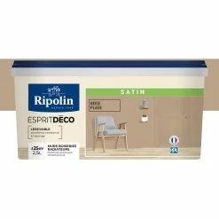 Peinture Murale Toutes Pièces - Satin - 2,5L - Beige Plage - Ripolin - Beige Plage
