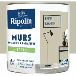 Peinture Murs, Boiseries, Radiateurs RIPOLIN Beige Kyanité Satin 0,5 L - Beige Kyanité