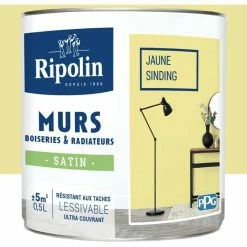 Peinture Murs, Boiseries, Radiateurs RIPOLIN Jaune Sinding Satin 0,5 L - Jaune Sinding