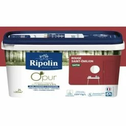 Peinture Murs, Boiseries, Radiateurs RIPOLIN OPur Rouge Saint-Emilion Satin 2 L - Rouge Saint-Emilion