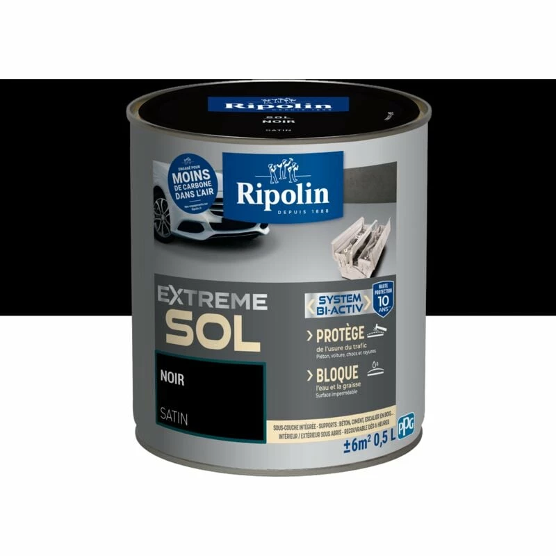 Peinture Pour Sol Intérieur Et Extérieur - Satin - 0,5L - Noir - Ripolin - Noir