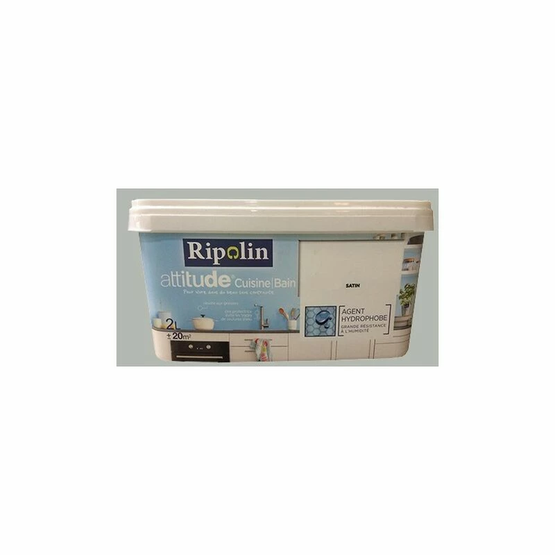 RIPOLIN Peinture Acrylique Attitude Cuisine & Bain Ciment 2 L - Ciment