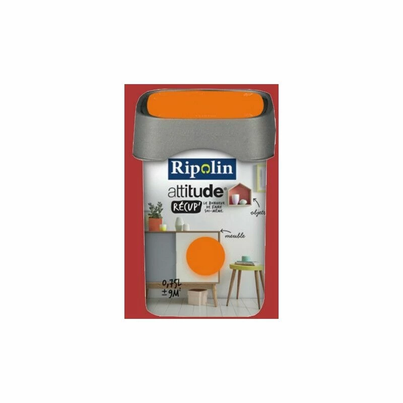 RIPOLIN Peinture Attitude Récup' Rouge Coquelicot Satin 0,75L 0,75 L - Rouge Coquelicot