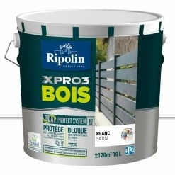 RIPOLIN Peinture Bois Extérieur / Intérieur Xpro3 RIPOLIN, Blanc Satiné 10 L