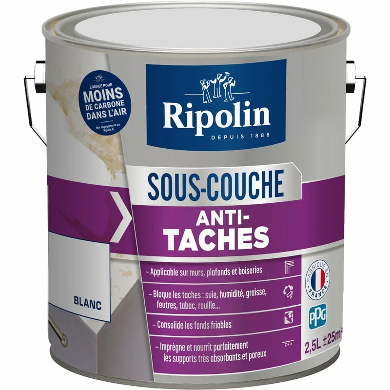 Sous Couche - Anti Taches - Mat - Blanc - 2,5L - Ripolin - Blanc